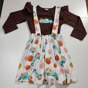 Girls Fall Harvest Autumn Dressalls Pumpkin Patch Outfit Dress Pumpkins Size 8